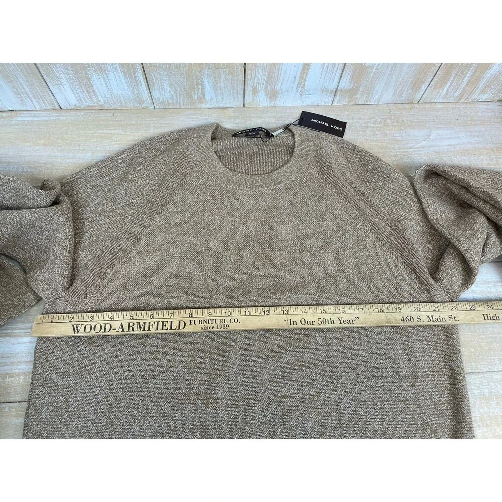 Michael Kors Men's L Modern-Fit Textured Mouline Sweater Dark Camel